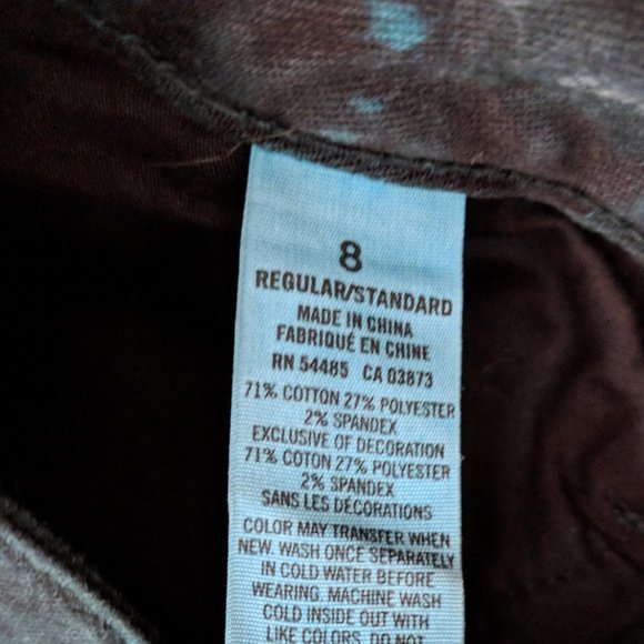 AE Tie Dye Teal and Black Stretch Skinny Jeans - Picture 4 of 7